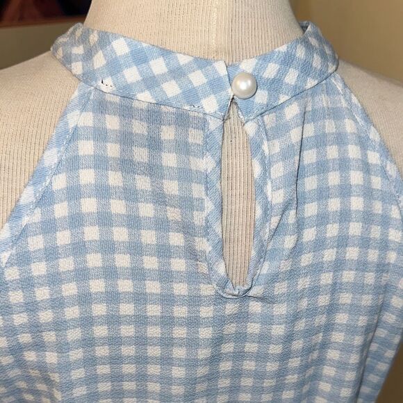 Mackenzie & James Blue/White Checkerboard Halter Dress Size Med - Picture 8 of 10